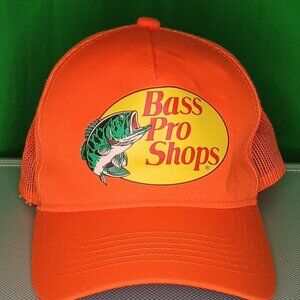 Bass Pro Shops Orange Hat Snapback Trucker Baseball Fishing Outdoor Style